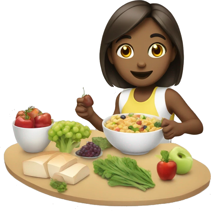 Positive girl having good nutrition emoji