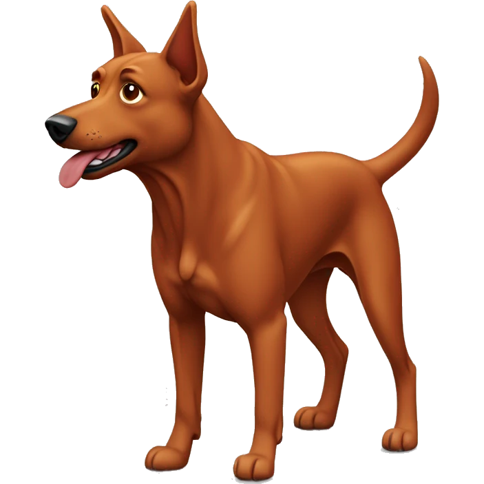 solid red dog with pointed ears running emoji