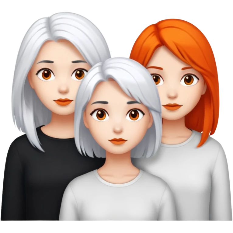 totally spies three girls white hair black hair orange hair emoji