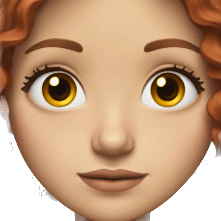 white girl with long dark red wavy hair and brown eyes with long eyelashes emoji