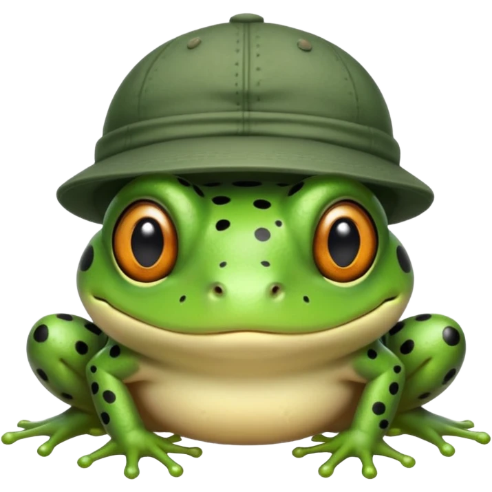 Лягушка с черными пятнами в кепке emoji