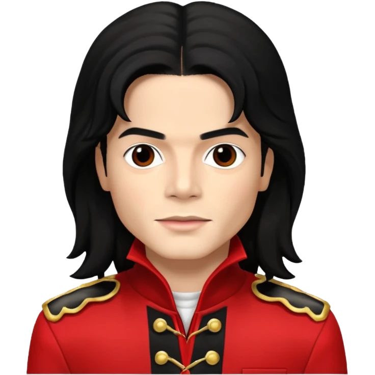 Michael Jackson light skin, long black hair, brown eyes, red and black outfit emoji