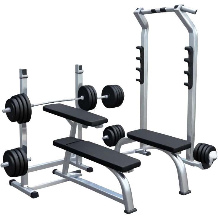 Fitness gym with dumbbells and workout equipment emoji