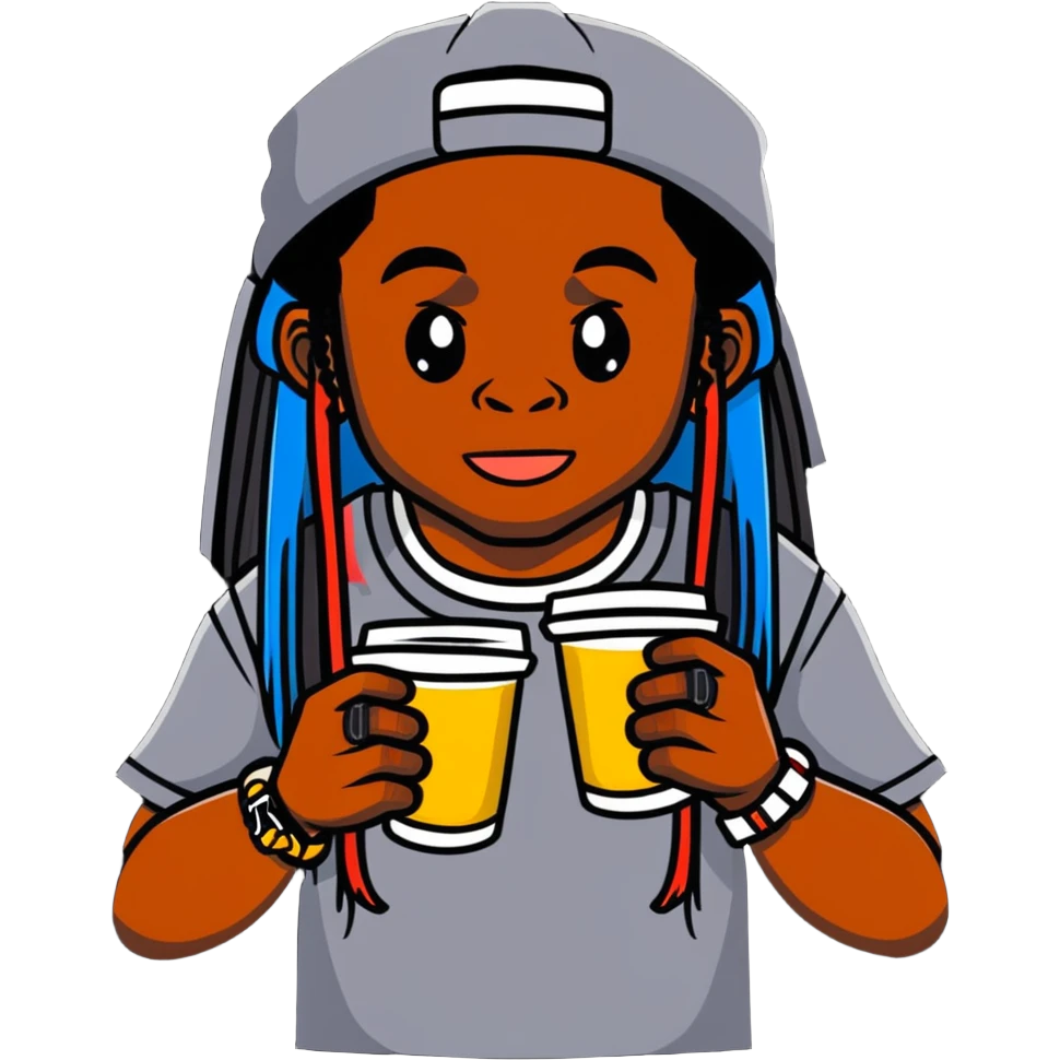 lil wayne with a double cup where one styrofoam cup is stacked inside another emoji