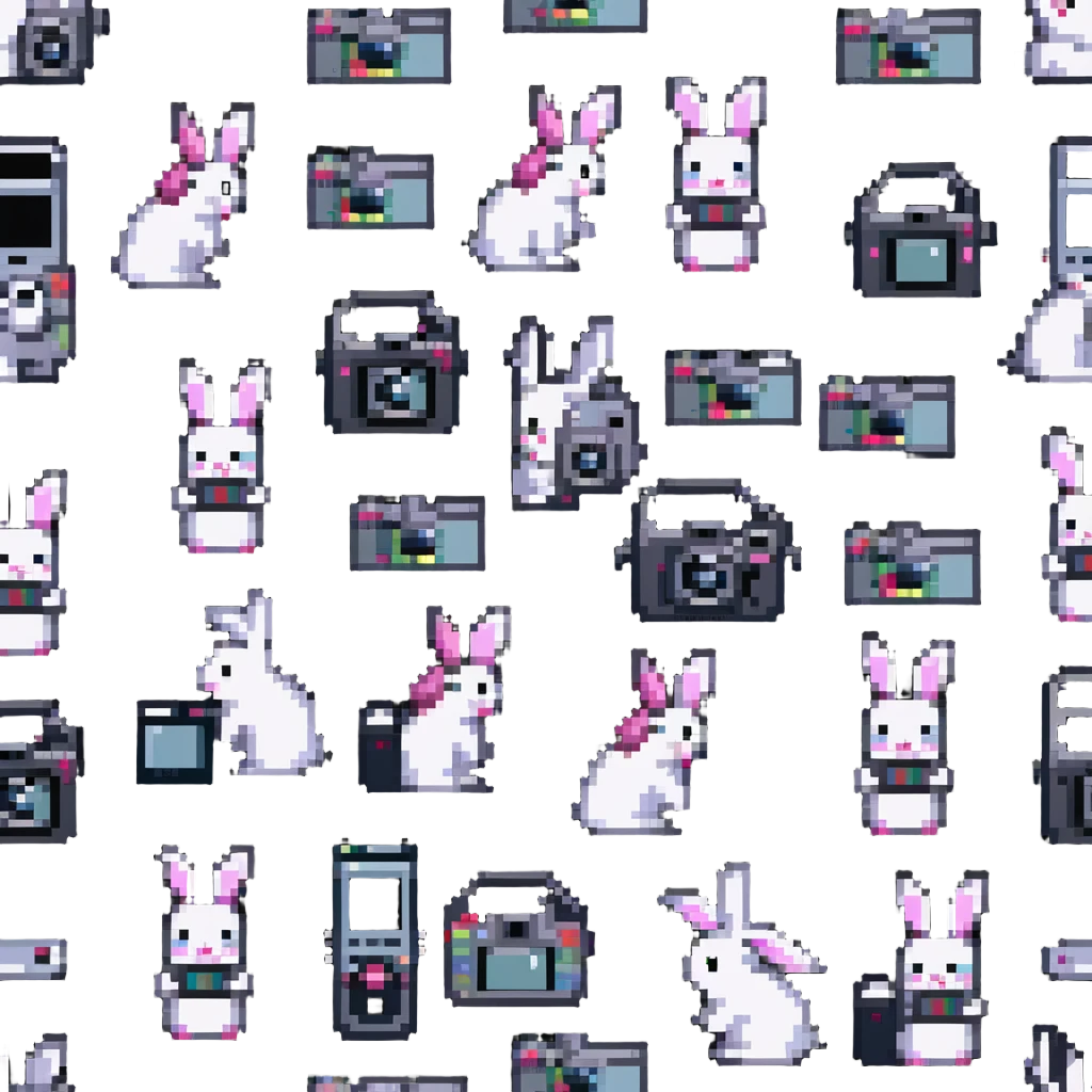bunny holding digital cameras emoji