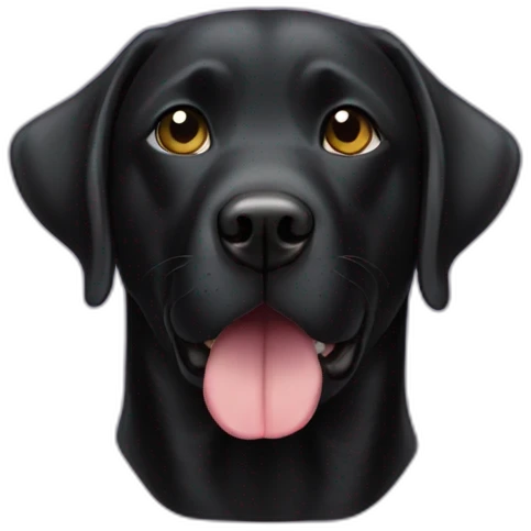 Black lab triangular face small black eyes small tongue emoji