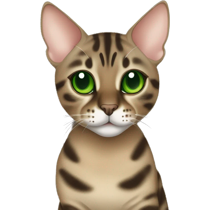 Sepia charcoal Bengal cat with Green eyes with Rosetten standing emoji