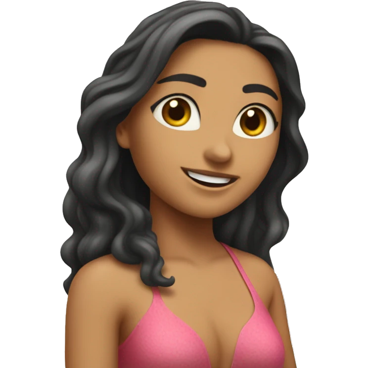 Una chica morena surfeando  emoji