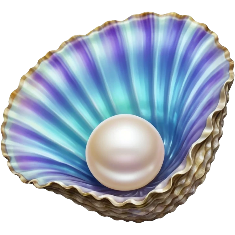 An iridescent oyster with a pearl in it emoji