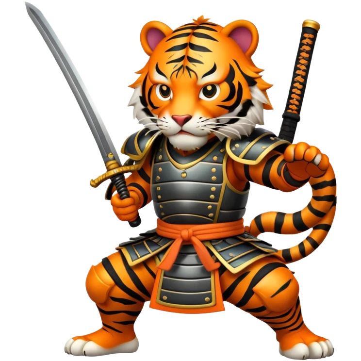 Tiger samurai with armor and katana emoji