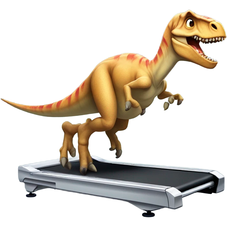dinosaur runs on a treadmill emoji