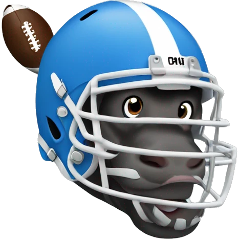 hippo with football helmet blue emoji