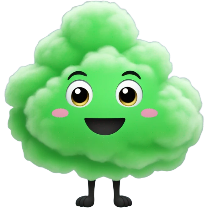 Happy Green Cloud with black arms and legs emoji