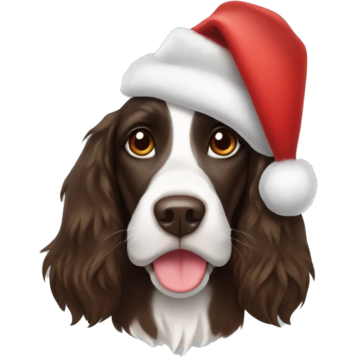 Springer spaniel with Santa hat emoji