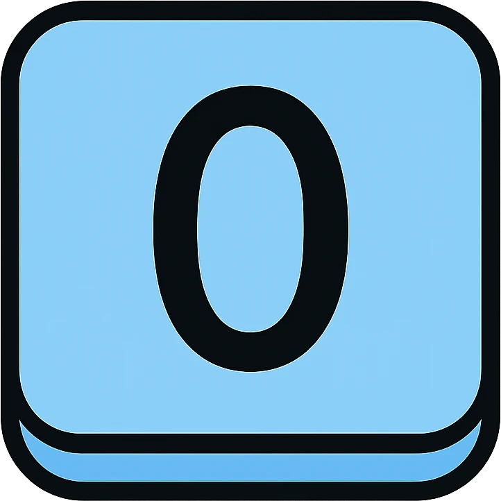 Number 0 keycap, keyboard button with the digit zero emoji