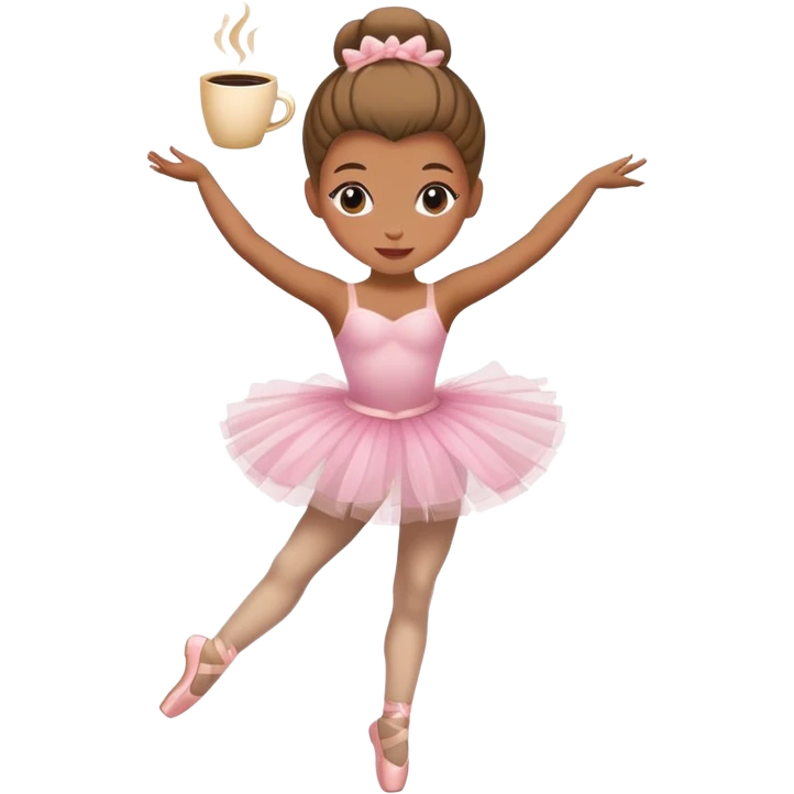 A ballerina but instead of a head it is a coffee cup emoji