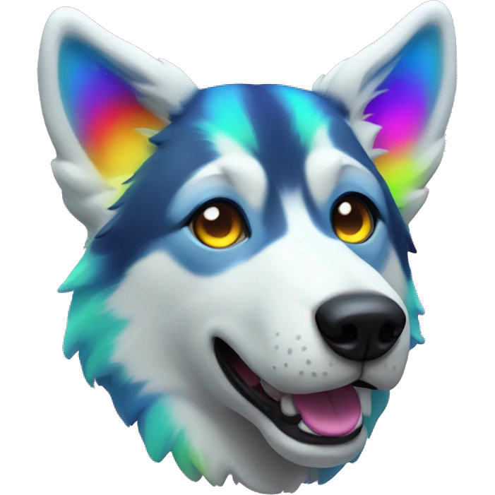 neon rainbow husky emoji