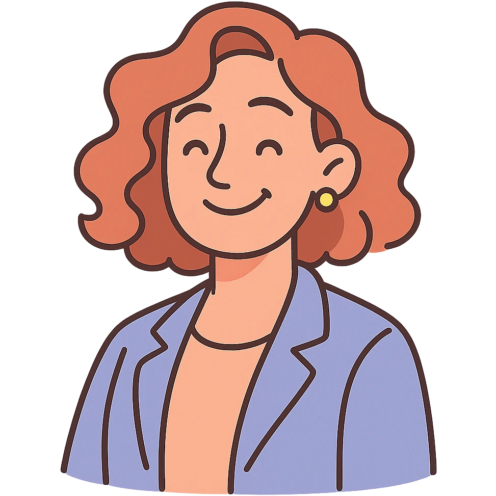 portrait of a compassionate, confident woman with wavy hair, warm and uplifting expression, professional yet approachable, gentle colors emoji
