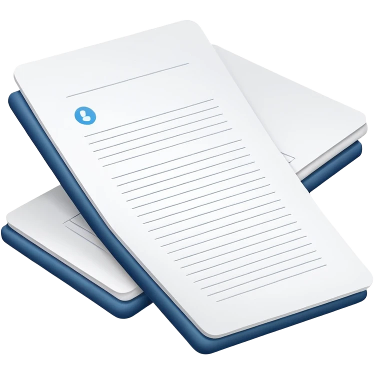 two white papers with text emoji