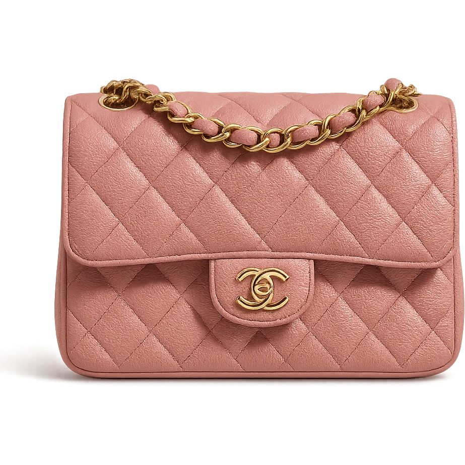 pink Chanel purse, photorealistic, elegant emoji