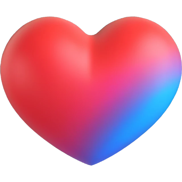 3D heart-shaped emoji, gradient color, Microsoft 3D Fluent style emoji