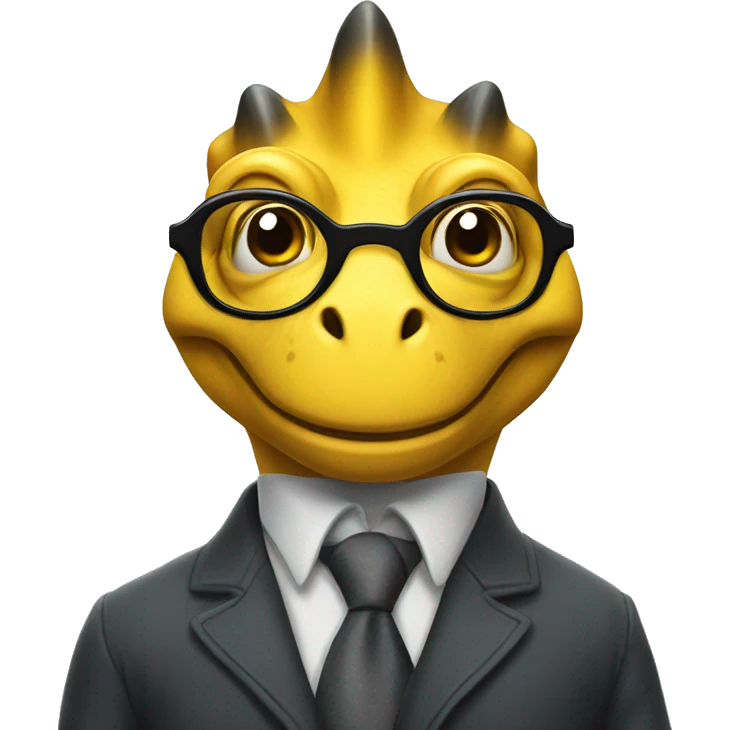 a yellow dinosaur in glasses emoji