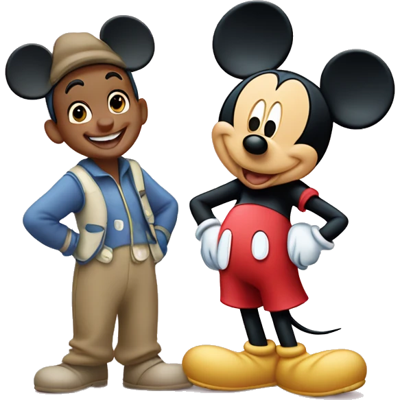 mickey mouse and mini mouse in the disney land emoji