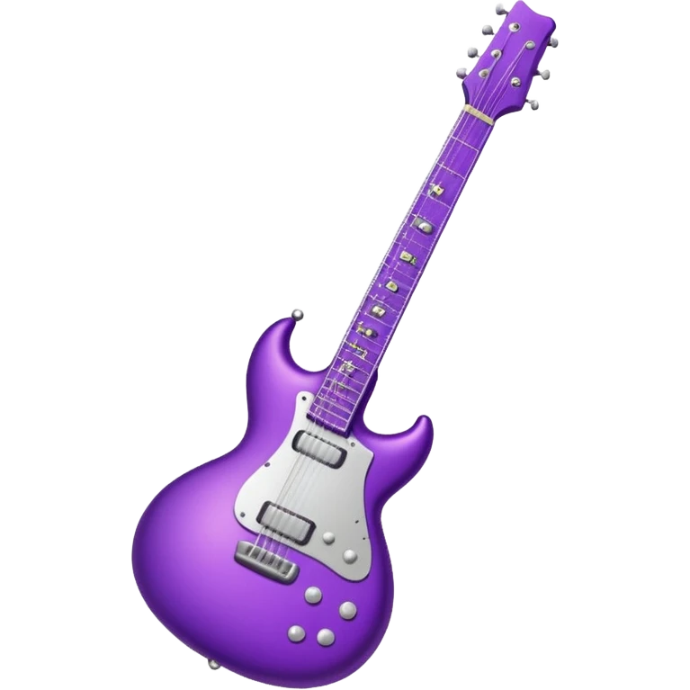 a purple Christmas ornament with a guitar emoji