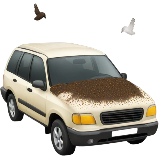 Car covered in bird poo emoji