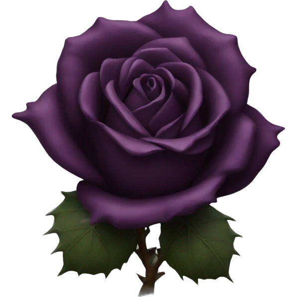Single rose, deep plum to black, with thorns  emoji