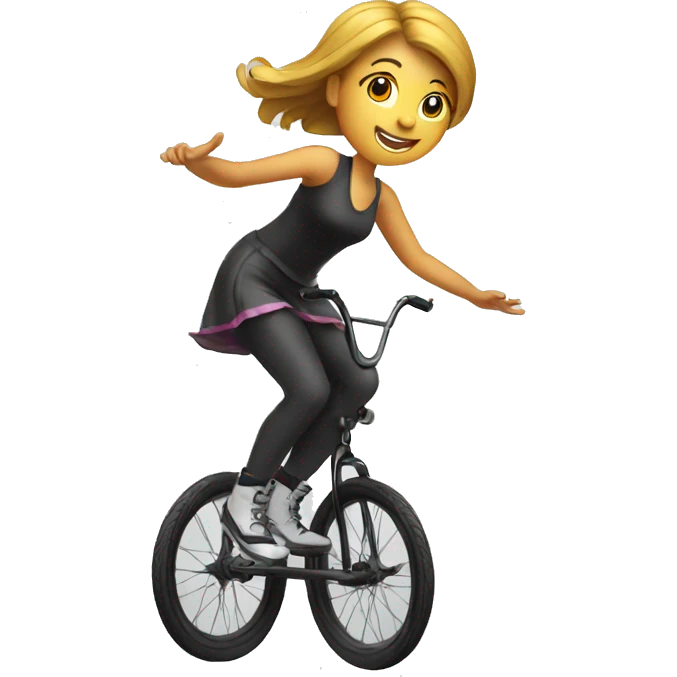 a girl performing tricks on a unicycle emoji