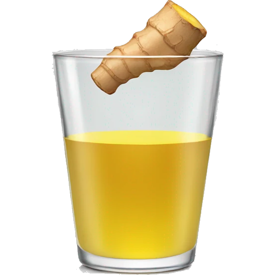 Ginger shot. yellow liquid in a glass emoji