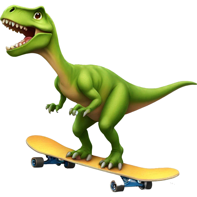 Dinosaur on a skateboard emoji