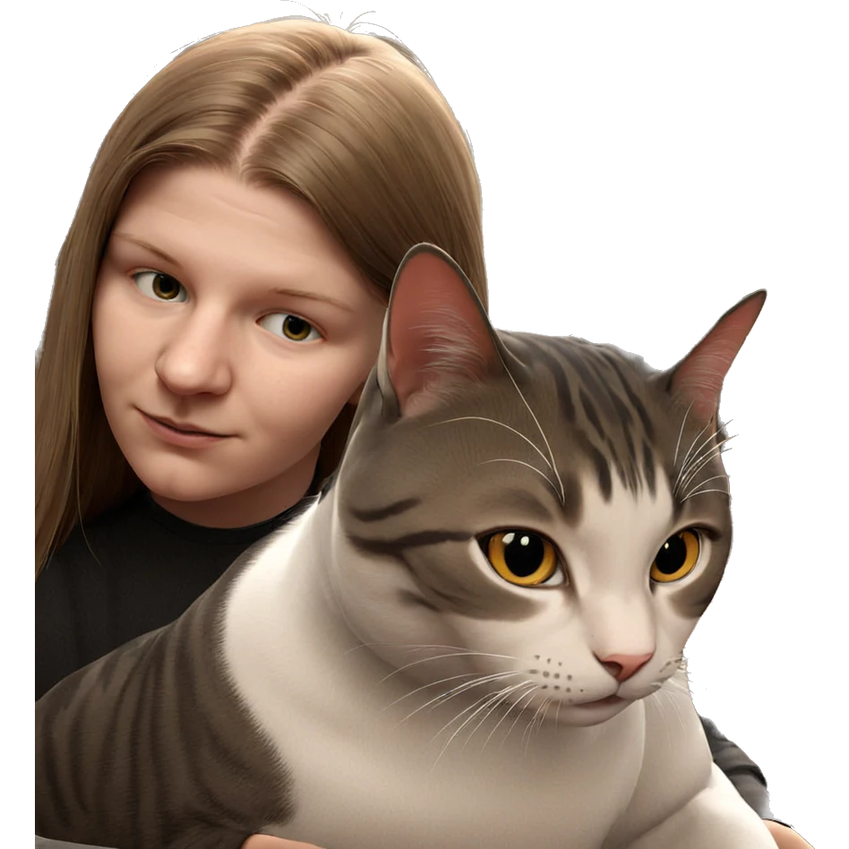 girl with cat indoors emoji