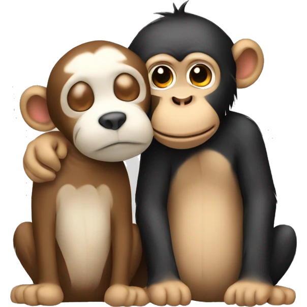 A monkey kissing on the cheek and hugging a dog emoji