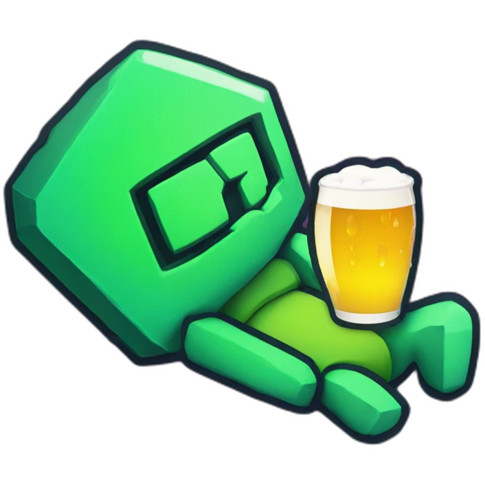 Geometry dash icon sleeping on a beer emoji