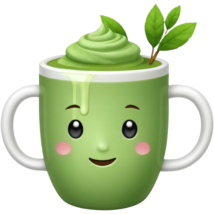 Make a cup of match tea in a mug with a bow on it no  face and white mug emoji