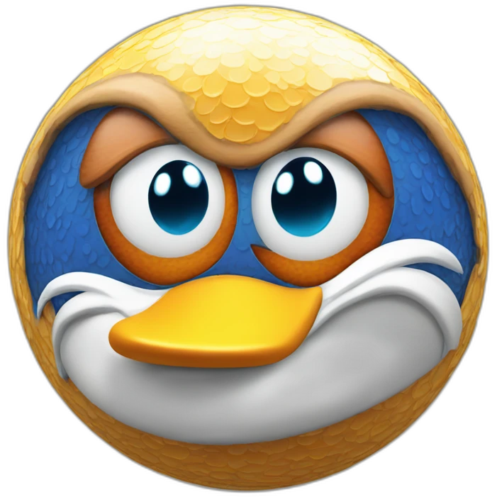 3d sphere with a cartoon spotted podzol Donald Duck skin texture with ugly eyes emoji
