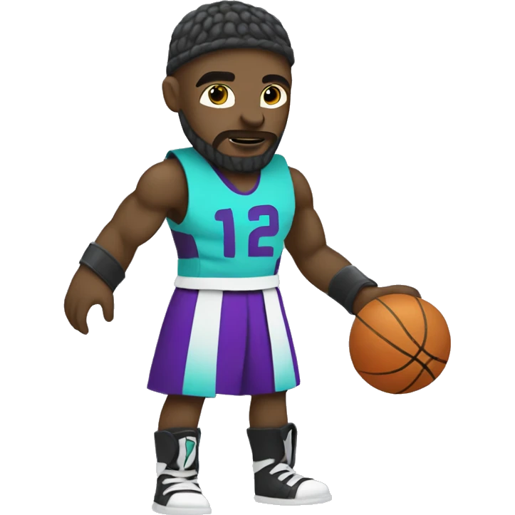 White skin Gladiator playing basketball wearing black Aqua purple emoji