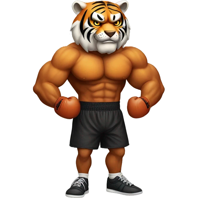 Tiger with evil face   boxer with his arms crossed emoji