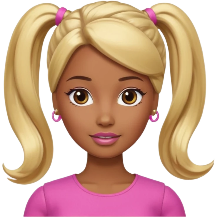 Brown skin blonde hair Barbie with hair in ponytail  emoji