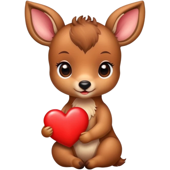 Cute baby deer holding a heart emoji