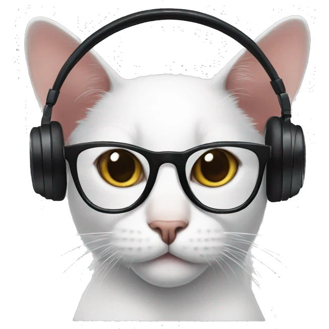 cat with black glasses and headphone emoji
