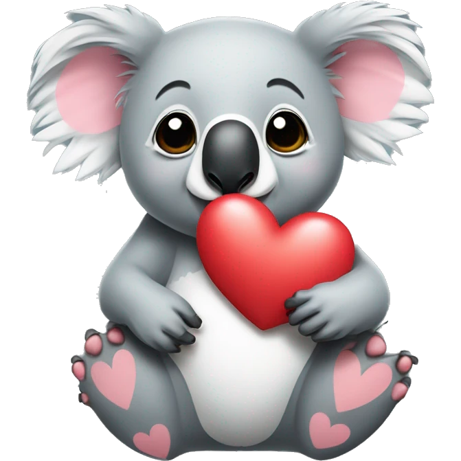 Koala with hearts and kisses emoji