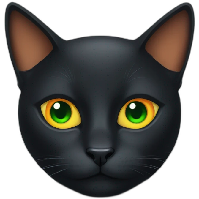 black cat with one green eye and one orange eye emoji