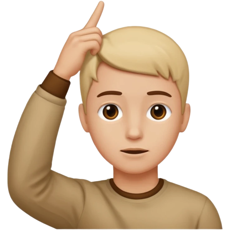 Como el segundo pero con la otra mano se señale la cabeza emoji