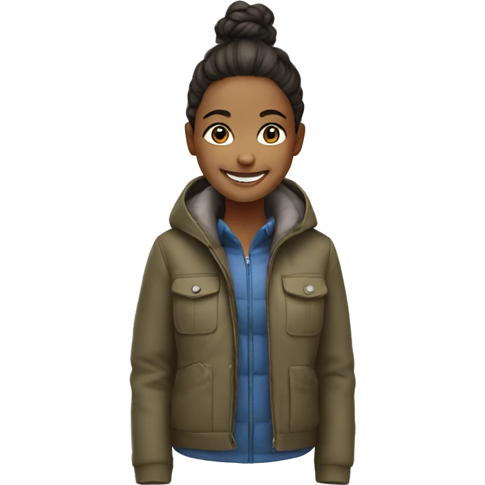 smiling girl outdoors in jacket emoji