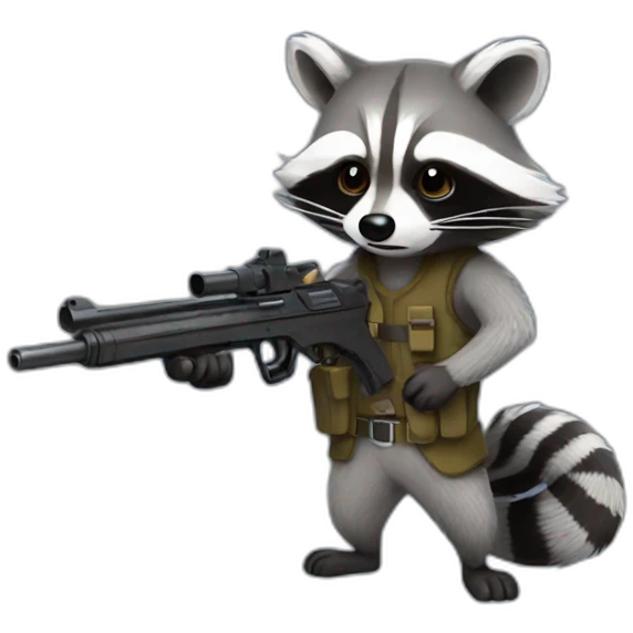 Raccoon with a gun emoji