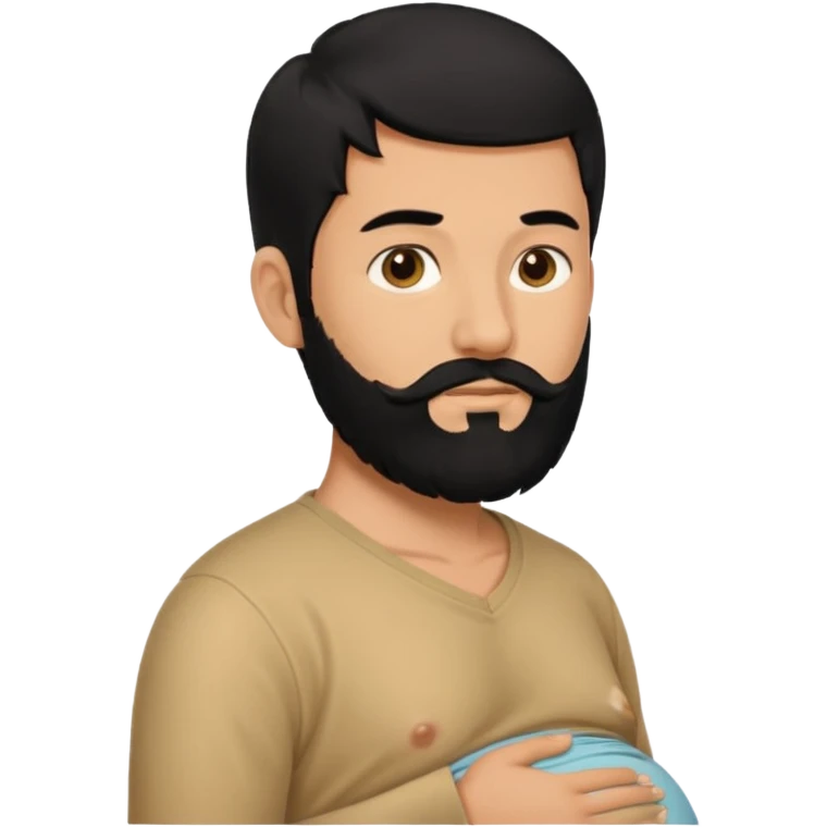 pregnant man with black beard and hair, side view emoji