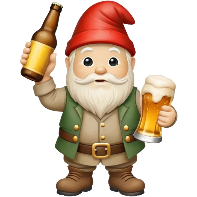 Dead garden gnome holding a bottle of beer  emoji